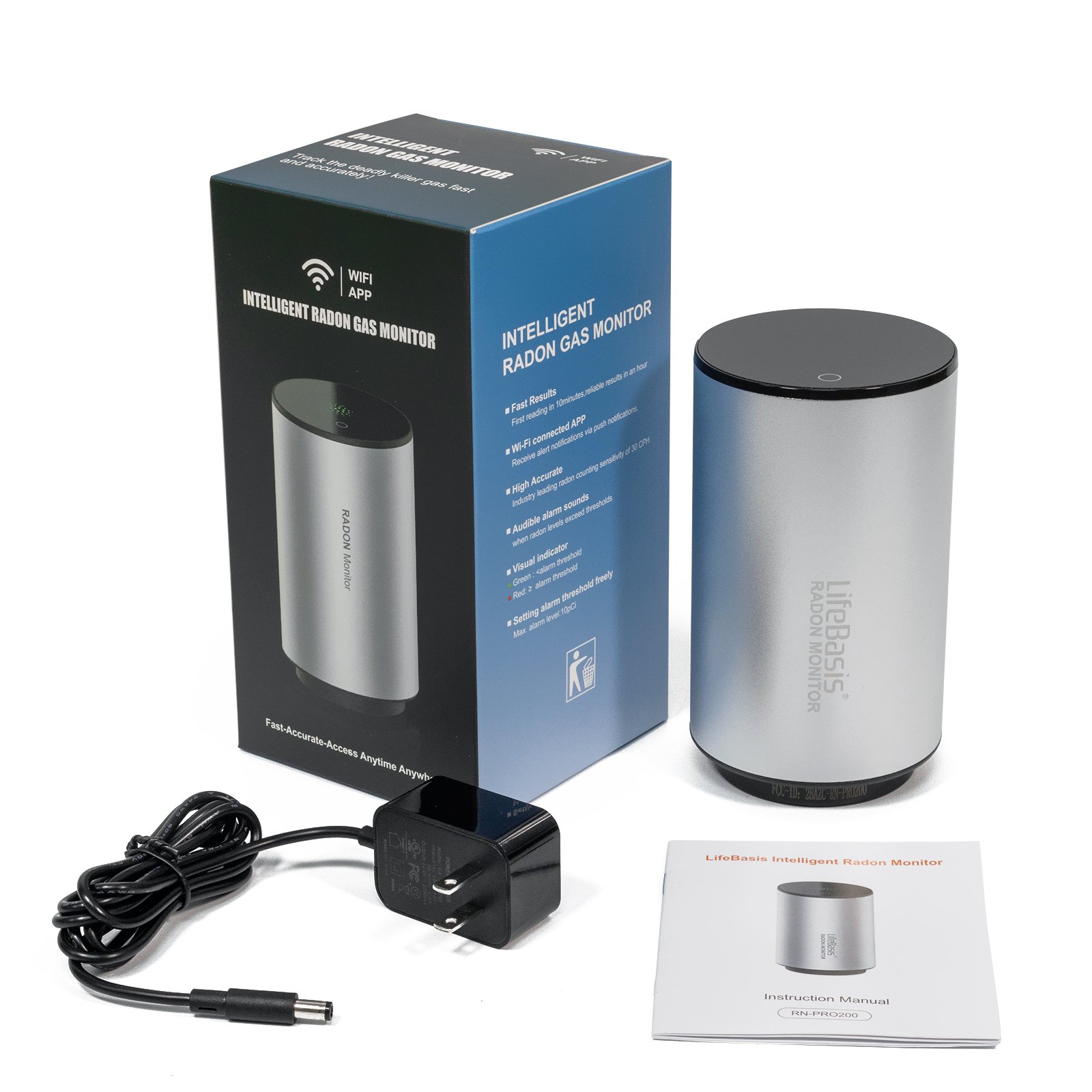 New Arrival 30CPH 3-Color Led WiFi Pulsed Ion Chamber Alarm Sensor Radon Detector for Home Use