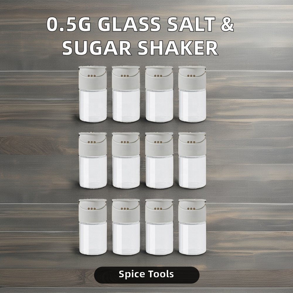 AMZ popularity 12PCS High Quality Double-Caliber Bamboo Salt Shaker 3.4oz Household Glass with Cumin Pepper Factory Wholesale