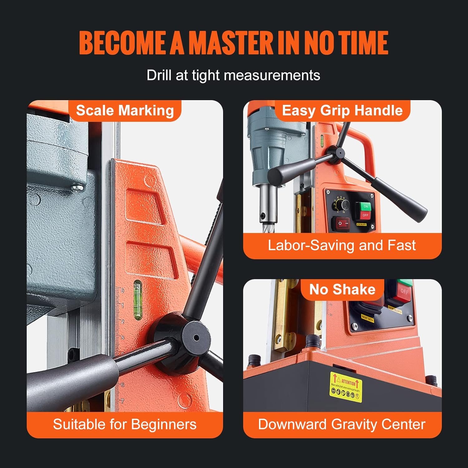 Electric Mag Drill Press Vertical Hole Drilling Metal Surface Industrial Variable Speed Rotary Tool Machine Magnetic Drill Press