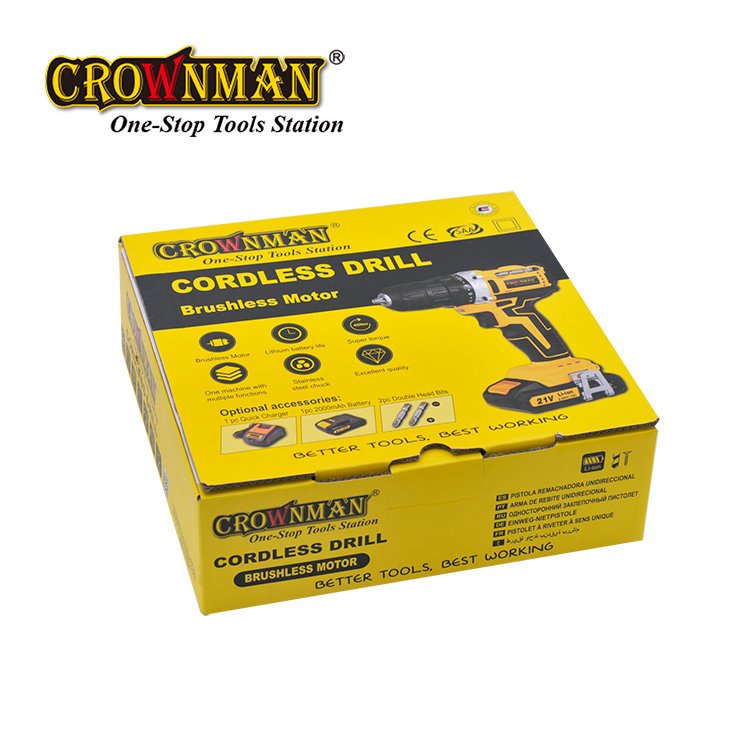 CROWNMAN Power Brushless Motor 40N.m 10mm Chuck 21V Cordless Drill