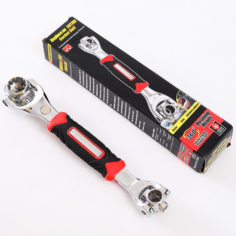 8 In 1 Red Tiger Wrench 12-19mm General Motors Repair 360 Degree Rotary Magnetic Multi-function Wrench