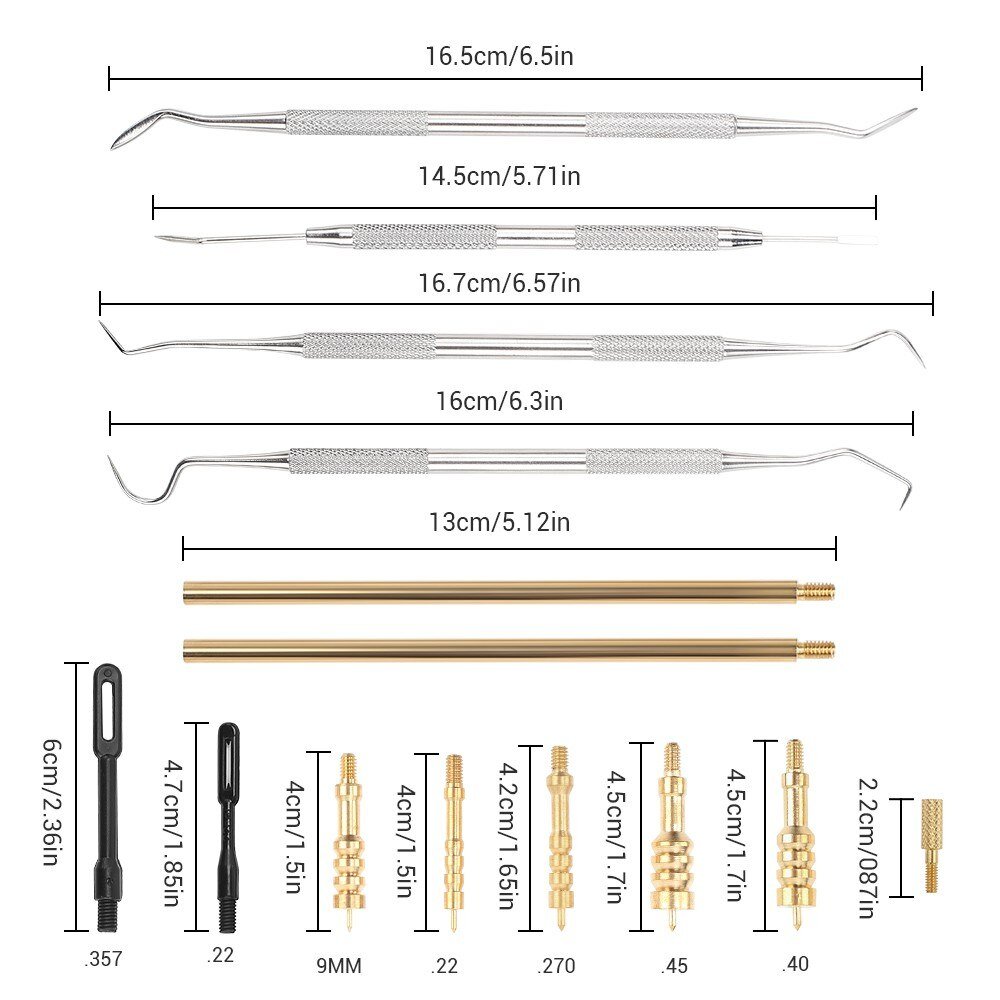 r.22.27.30.357.38,9mm.40.45 Caliber Gun Cleaning tool with Bronze Bore Brush Gun Cleaning Kit