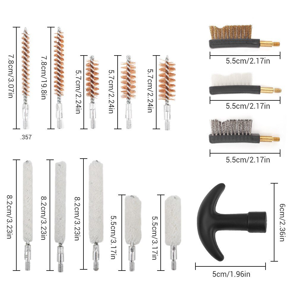 r.22.27.30.357.38,9mm.40.45 Caliber Gun Cleaning tool with Bronze Bore Brush Gun Cleaning Kit