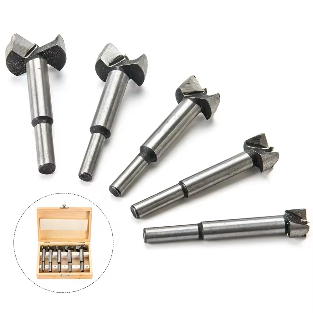 5Pcs Forstner Woodworking Drill Bit Set Hinge Boring Hole Saw Cutter 15-35mm Carbon Steel Drill Bit