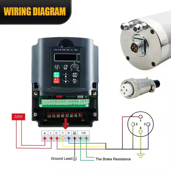 HQD Cnc Router Machine Tool Spindle Motor 2.2kw Water Cooled Lathe Boring Woodworking High Speed Milling Spindle Cnc Er20