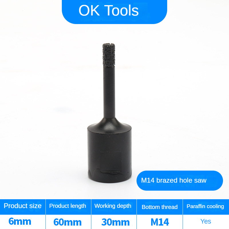 Drill bit M14 Diamond Core Drill Bit 6-130mm Dry Vacuum Brazed Diamond Granite Cutting black Hole Saw For Tile Marble Ceramic