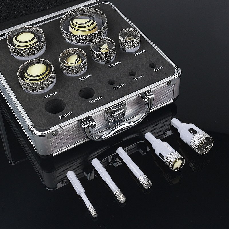 11pcs/1Set Hole Saw Kit diamond drill bit6mm 10mm 25mm 32mm 45mm 65mm Stone bit Diamond spring bit boring crown cobalt drill bit