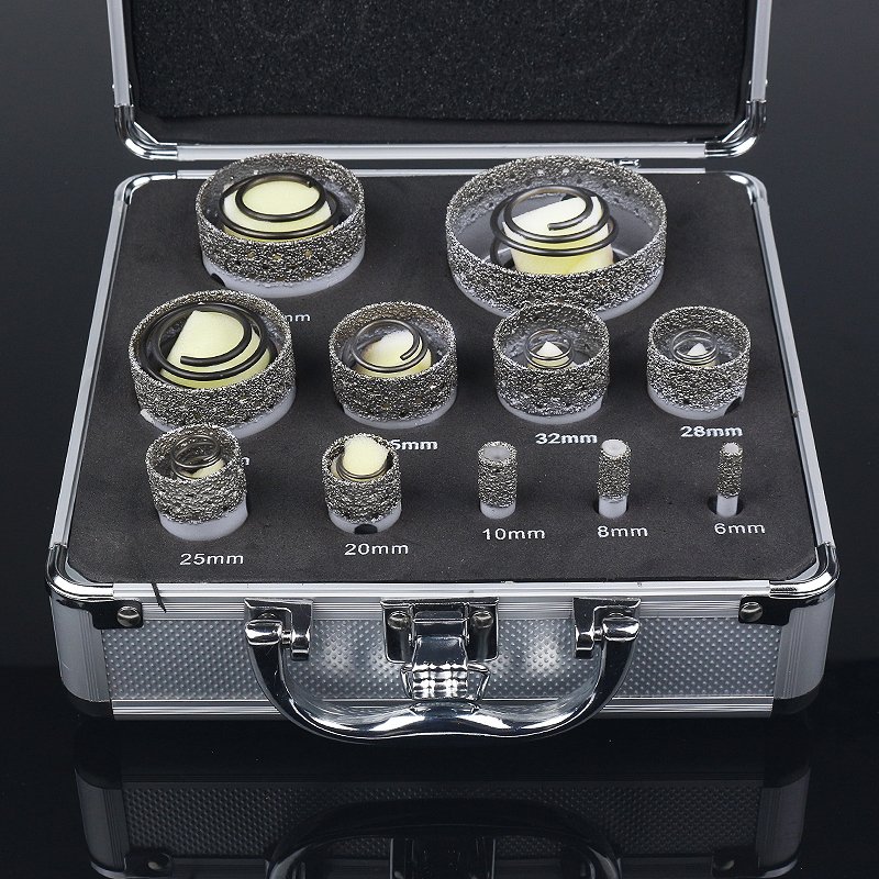 11pcs/1Set Hole Saw Kit diamond drill bit6mm 10mm 25mm 32mm 45mm 65mm Stone bit Diamond spring bit boring crown cobalt drill bit