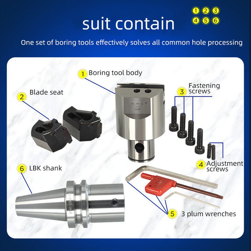 Machining Center Fine Boring Head BT40 Fine Boring Tools Adjustment Adjustable Double-edged Rough Boring Head Set