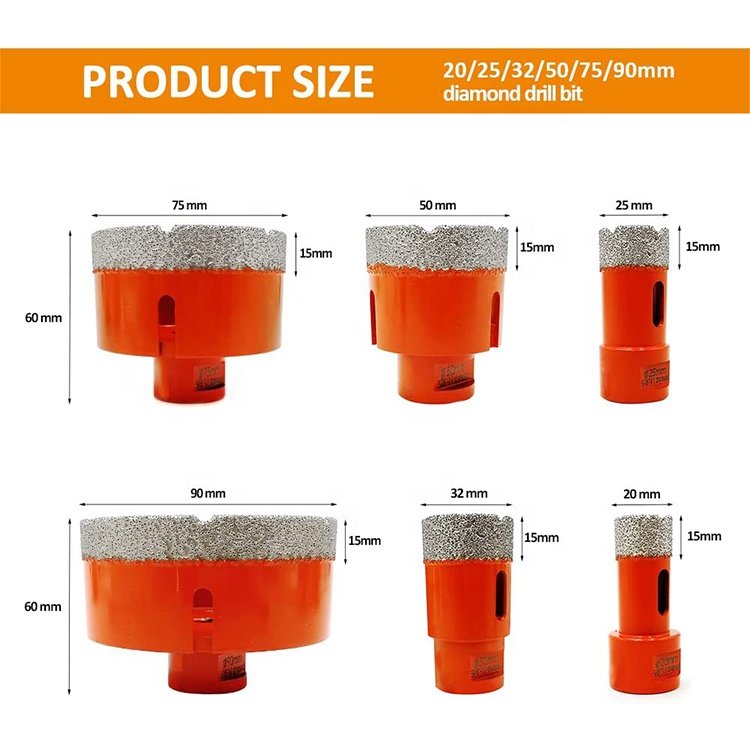 TGS Vacuum Brazed M14 Diamond Tools Cutting Bit Tile Hole Saw Diamond Core Drill Bit Set