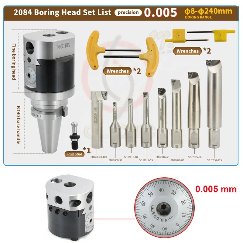 boring Head BT40-NBH2084-8pcs boring Head Set 0.005mm Precision Adjustable boring Head For CNC boring Machine