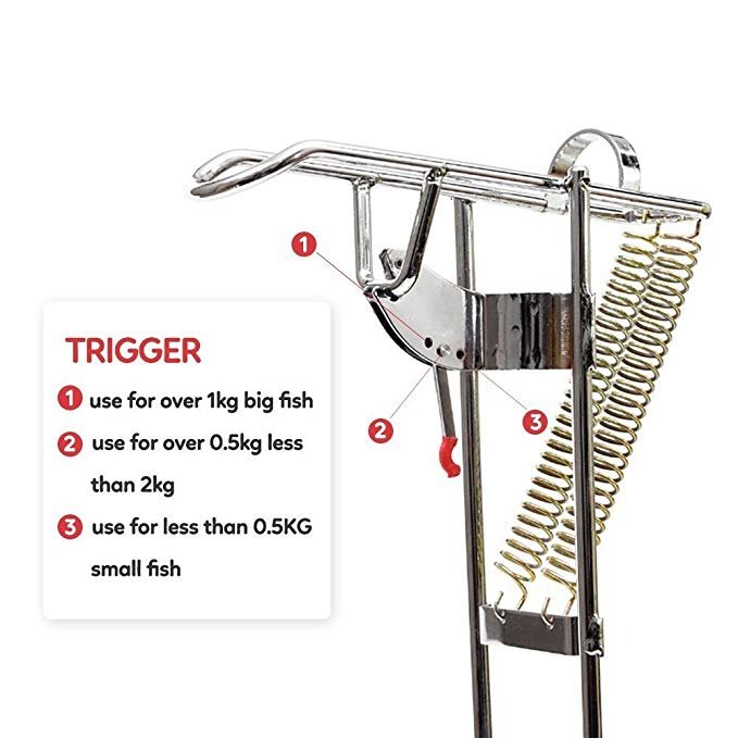 Stainless Fishing Rod Holder Rack with Automatic Tip-Up Hook Setter Double Spring