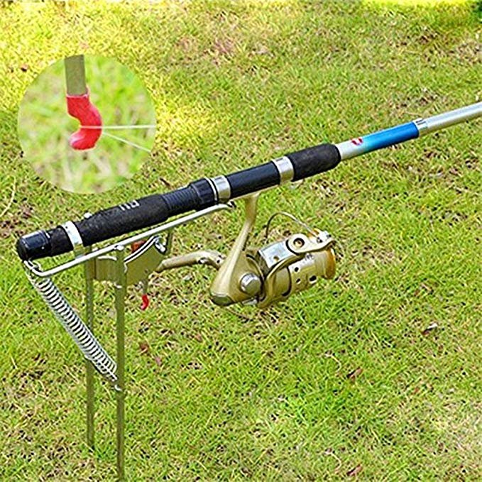 Stainless Fishing Rod Holder Rack with Automatic Tip-Up Hook Setter Double Spring