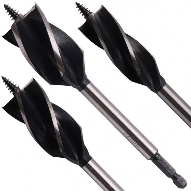 TEBAK 19.5mm 21mm 24 mm fast boring auger bits Carbon Steel Hex Shank Four Slot blade Wood Auger Drill Bit