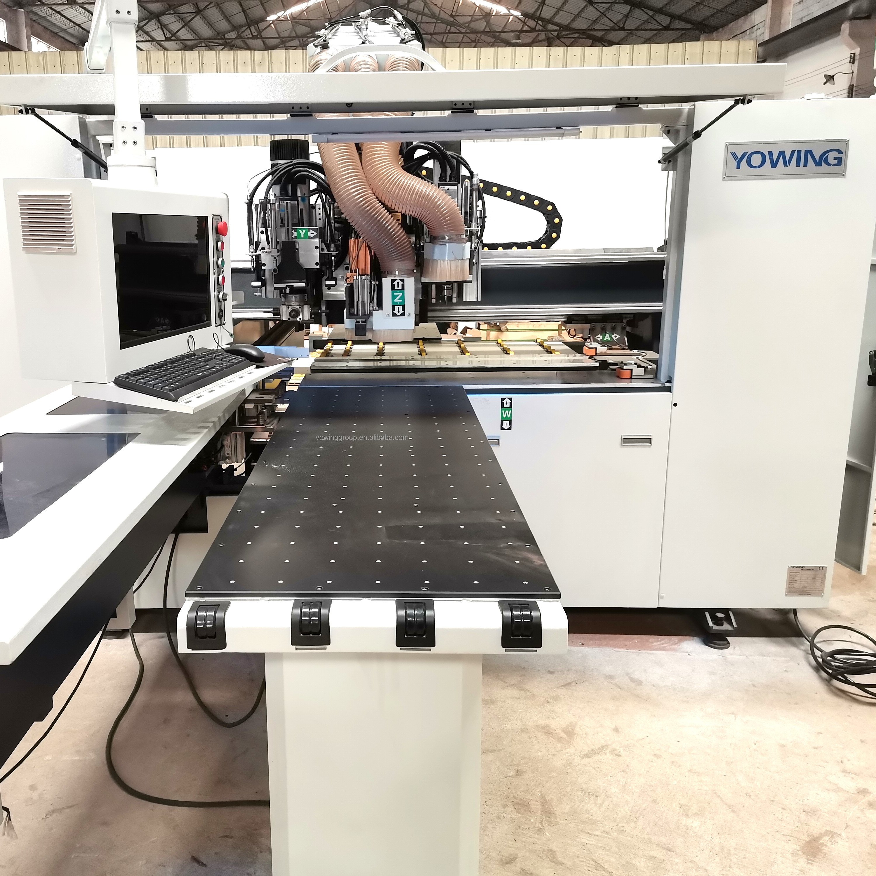 Wooden Aluminium 6-Sided Boring Drilling Center Machine with top and bottom routing