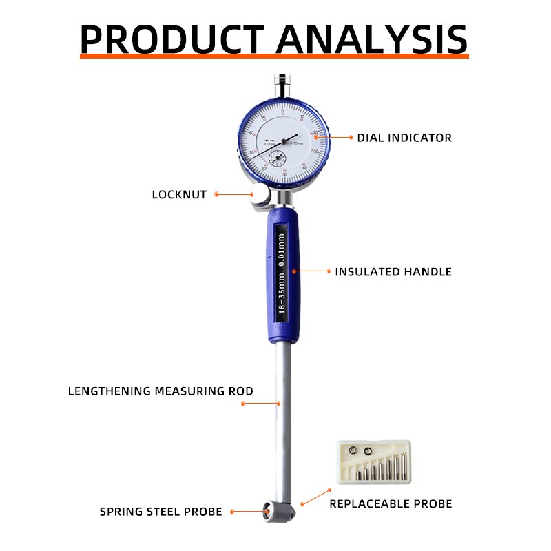Industrial Measuring Tools Mechanical Pointer Inner Diameter 18-35mm Dial indicator Inner Diameter bore Gauge
