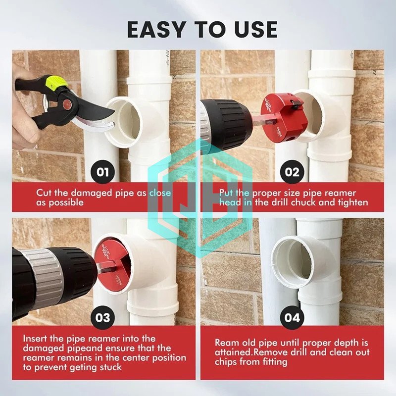 8pcs PVC Pipe Reamer Kit Standard 1/2 Inch Drill PVC Pipe Reamer Tool Durable PVC Fitting Socket Saver DIY OEM Customization