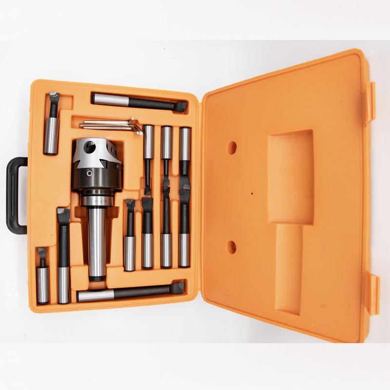 MT4-M16 Arbor Adapter Taper Shank F1-18 75mm Boring Head with 12pcs 18mm Boring Bar Set for Boring Hole End Facing