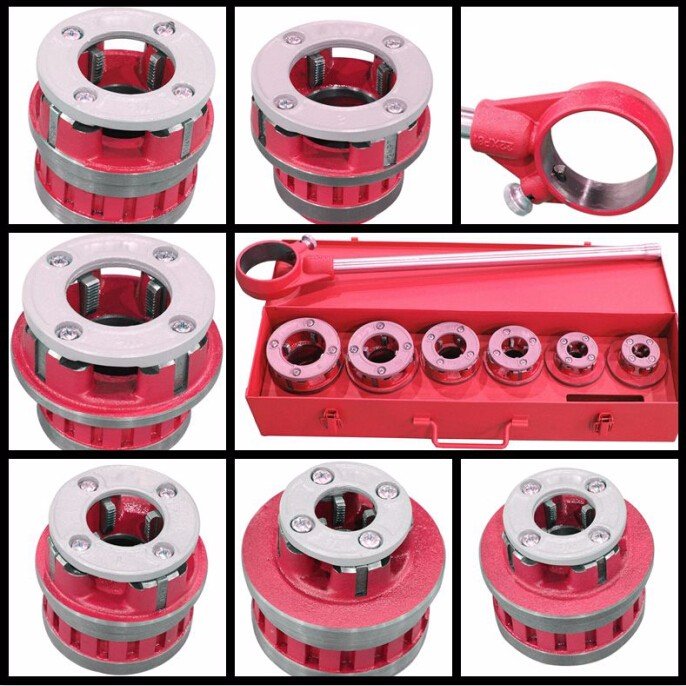 Pipe Threader Tool With Ratchet Handle And 6 Stock Dies Handheld 12R