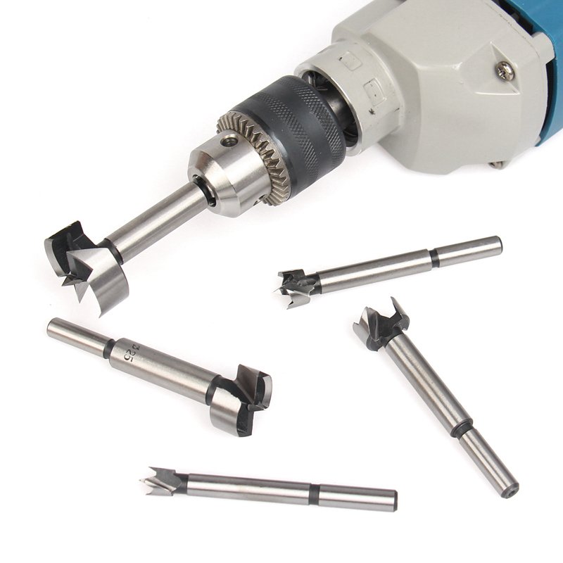 12PCS High Carbon Steel Forstner Tips Woodworking Tools Hole Saw Cutter Hinge Boring Drill Bits Round Shank