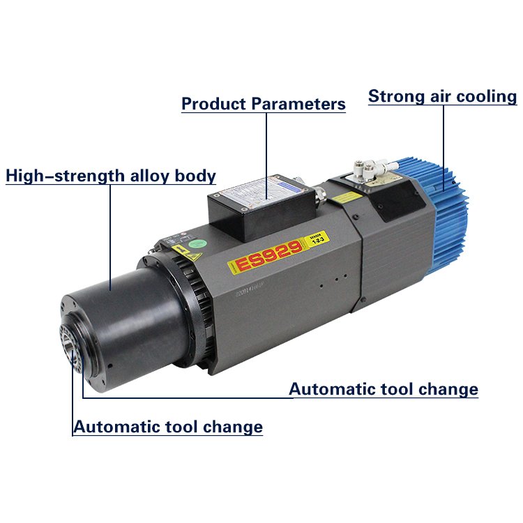 Automatic Tool Change Spindle 9KW 220V 380V ATC Air-Cooled ISO30 Tool Post Spindle Motor For Woodworking Engraving Machine