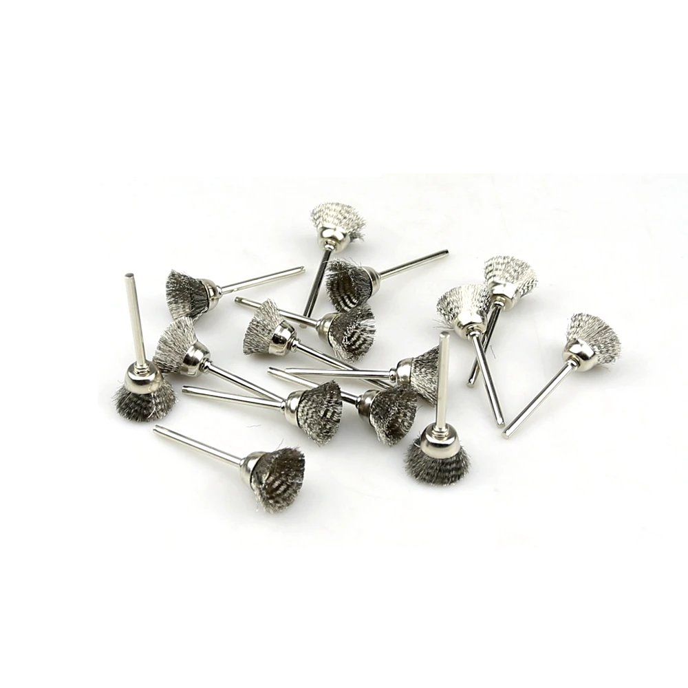 Mini Steel Wire Brush 3mm Shank Mounted Polishing Grinding Wheel for Deburring Clean