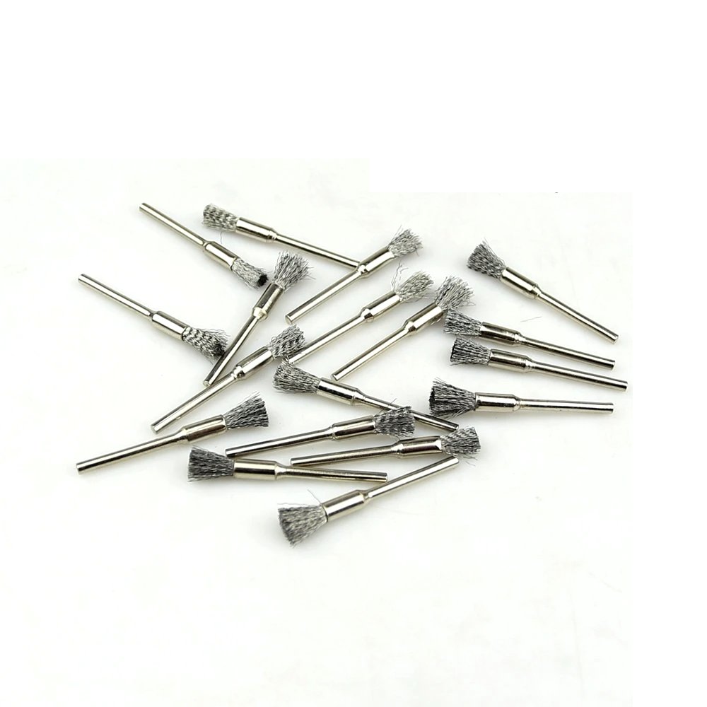 Mini Steel Wire Brush 3mm Shank Mounted Polishing Grinding Wheel for Deburring Clean