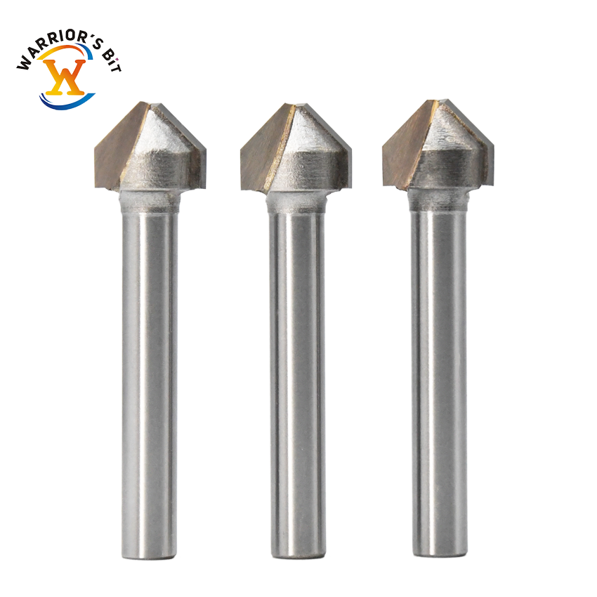 CNC Router Compatible 3D V Groove Carbide Drill Bit High Speed Steel End Mill for Wood