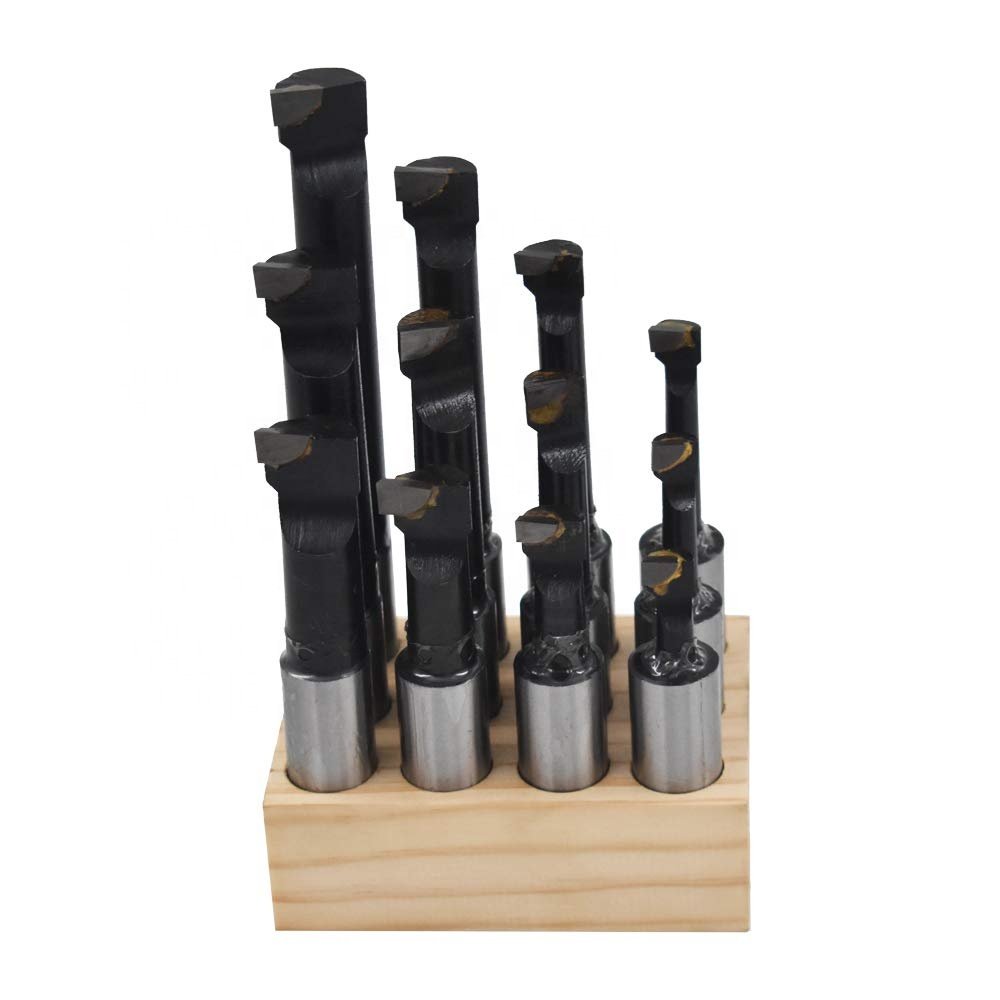 Carbide tipped boring bar set with wooden stand