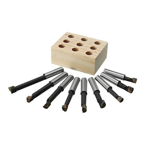 Carbide tipped boring bar set with wooden stand