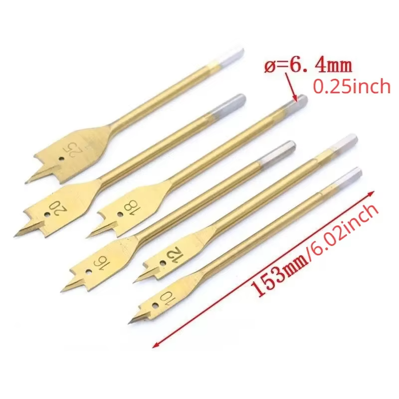 13 Piece Spade Drill Bit Set Flat BitQuick Change Shank Titanium Coated Woodworking Bits for Wood Hole Cutting