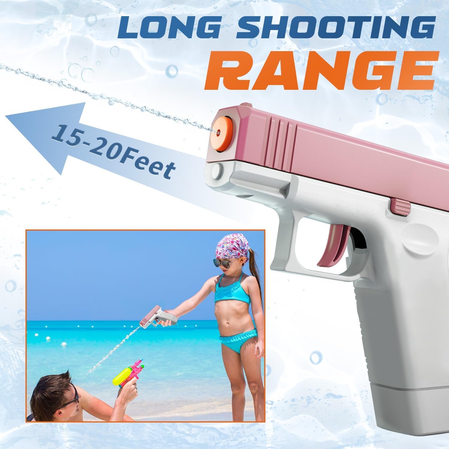 Customized mini water gun automatic bore high pressure water spray gun ultra long range beach water gun toy kids