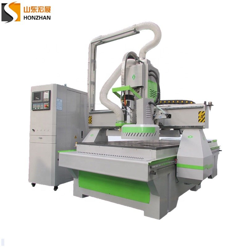 Honzhan High speed 1300*2500mm automatic tool change ATC woodworking CNC router with tangential tool and boring unit
