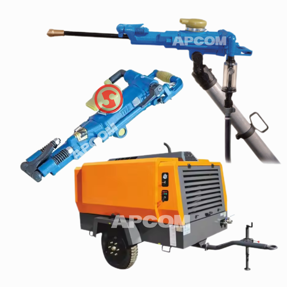 APCOM mini rock drilling rig air leg manual jack-hammer neumatic breaker jack hammer rock drill prices equipment zega kaishan