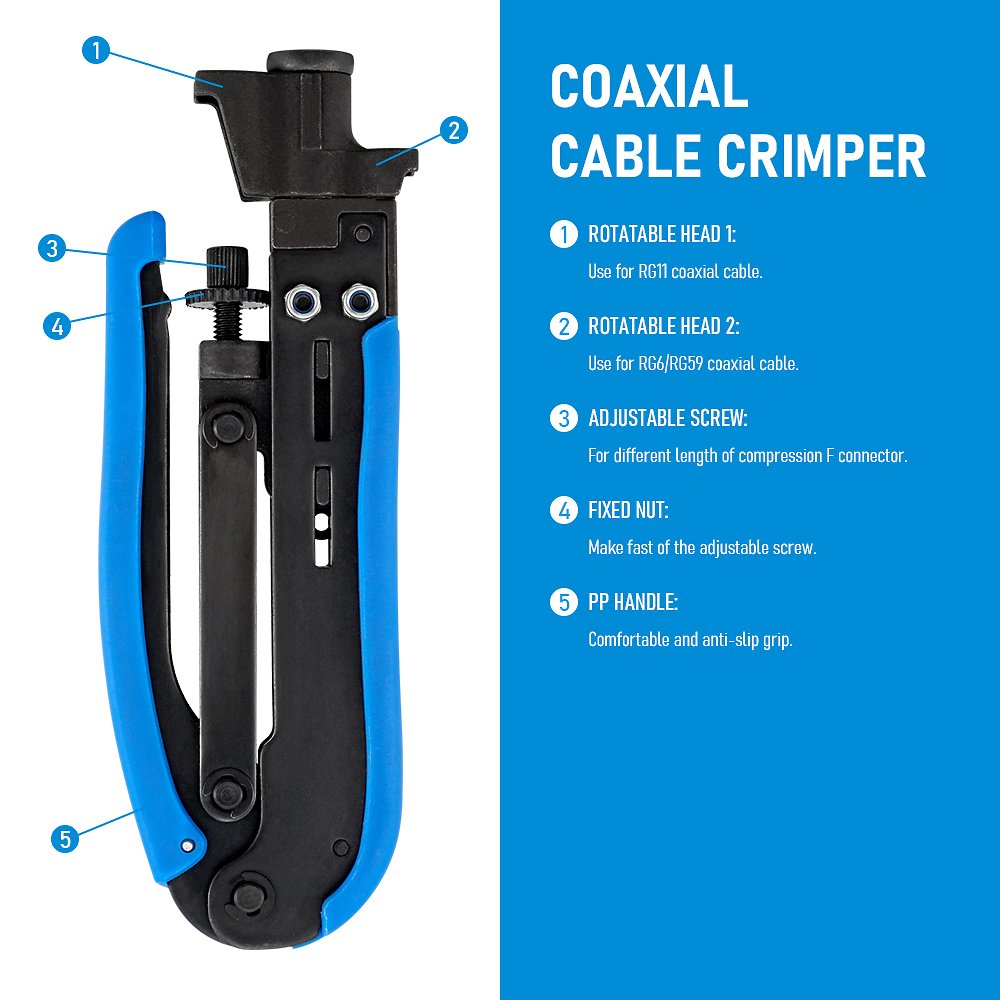 waterproof F connector adjustable RG59/RG6/RG11/RG7 Compression Crimping Tools