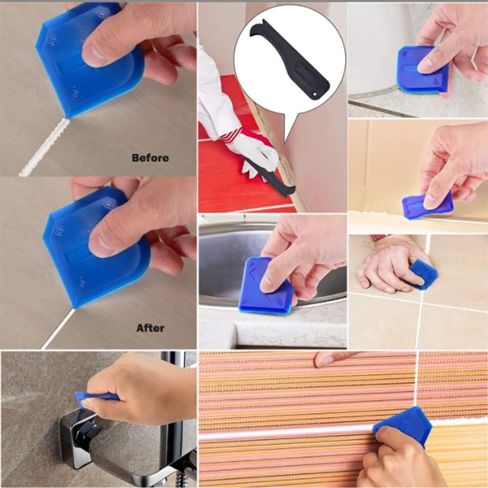 Wholesale promotion 3 in 1 Silicone Caulking Tools Glass Glue Angle Scraper For Kitchen Bathroom Window