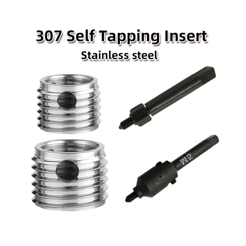Stainless Steel Fasteners Self Tapping Threaded Insert With Three Borings 307 Thread Insert