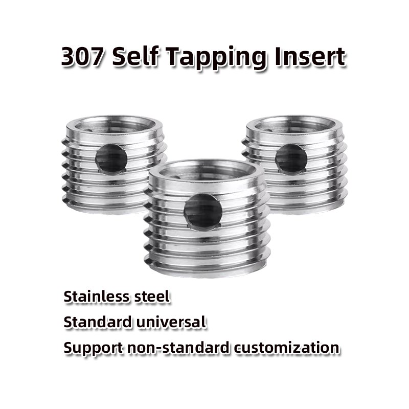 Stainless Steel Fasteners Self Tapping Threaded Insert With Three Borings 307 Thread Insert