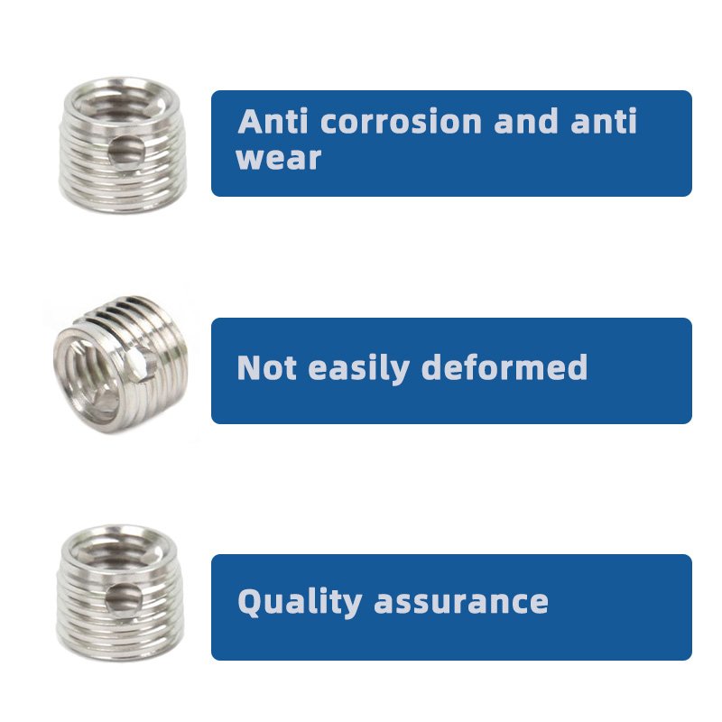 Stainless Steel Fasteners Self Tapping Threaded Insert With Three Borings 307 Thread Insert
