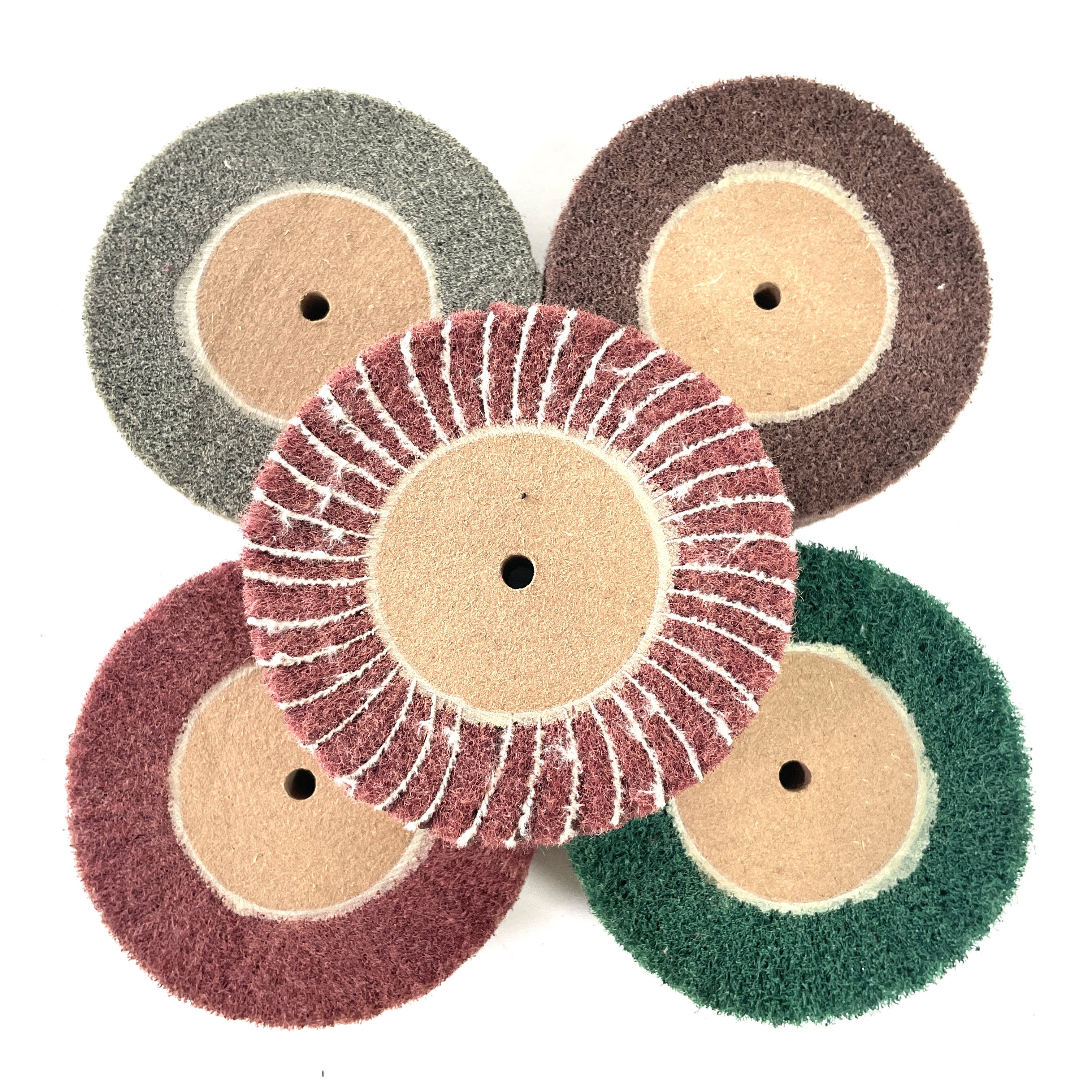 Abrasive Flap Wheel Non Woven Nylon Wire Drawing Fiber Disc Sanding for Metal Stainless Steel Surface Polishing Wheel Customized