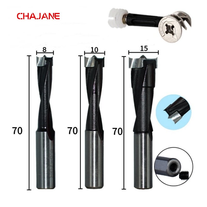 Woodworking Forstner Gang Drill Bits Alloy Hole Opener 70mm Total Length Router Bit for Wood Carbide Row Drill Head