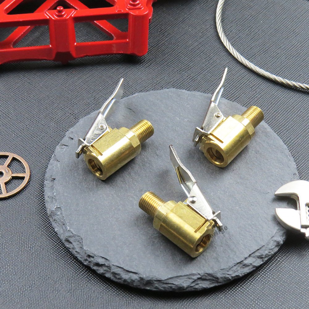 Screw on Open flow Brass Tire Air Chuck with Clip Adapter 8mm Bore Hose