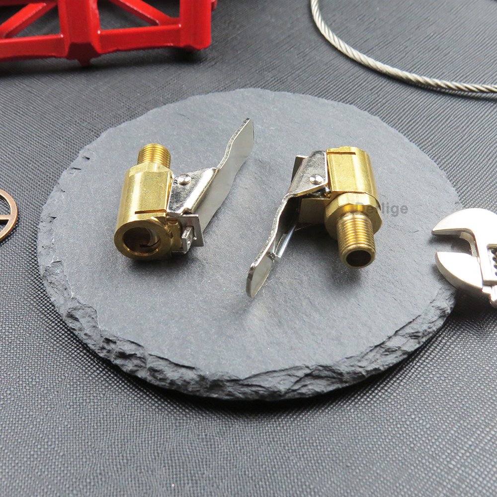 Screw on Open flow Brass Tire Air Chuck with Clip Adapter 8mm Bore Hose