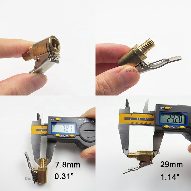 Screw on Open flow Brass Tire Air Chuck with Clip Adapter 8mm Bore Hose