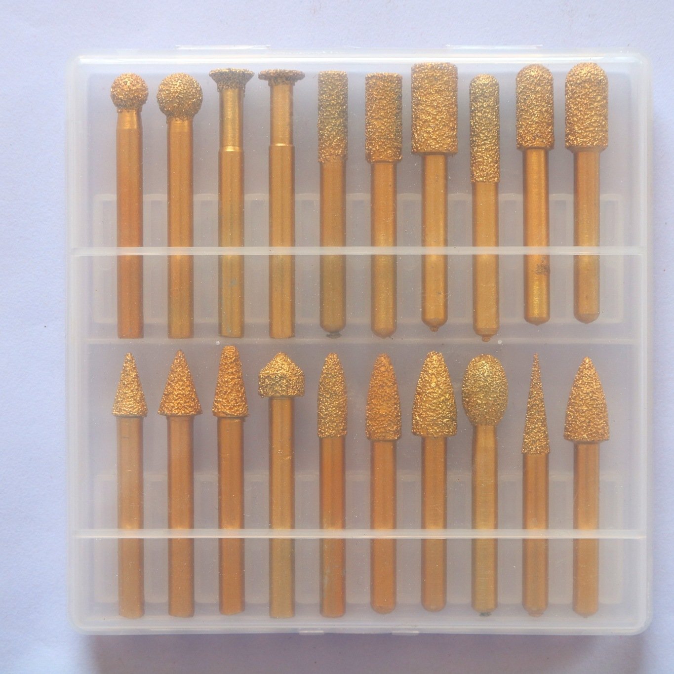 20pcs Diamond Grinding tools for carving stone diamond brazed burrs bit tungsten carbide brazed tips set