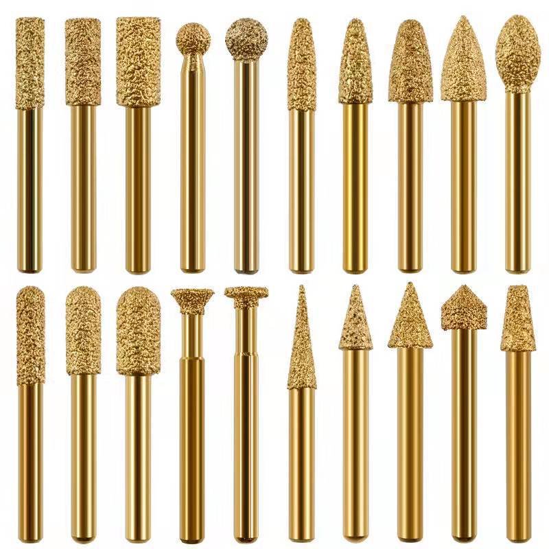 20pcs Diamond Grinding tools for carving stone diamond brazed burrs bit tungsten carbide brazed tips set