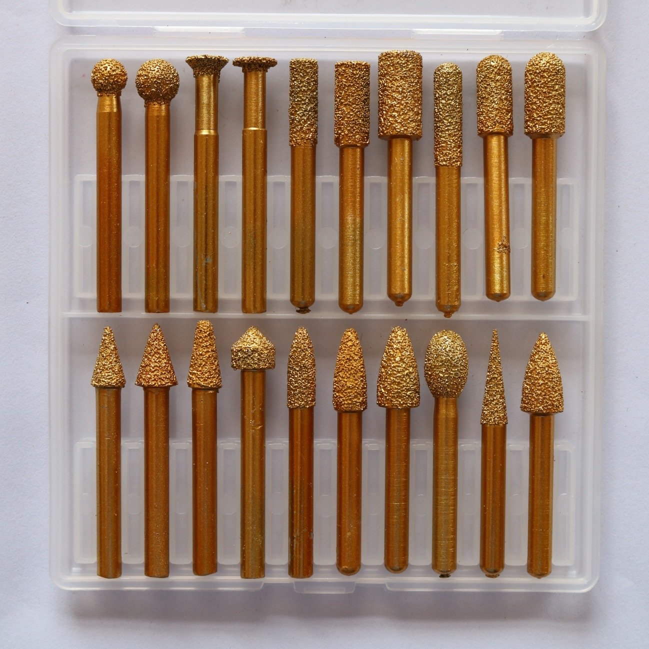 20pcs Diamond Grinding tools for carving stone diamond brazed burrs bit tungsten carbide brazed tips set