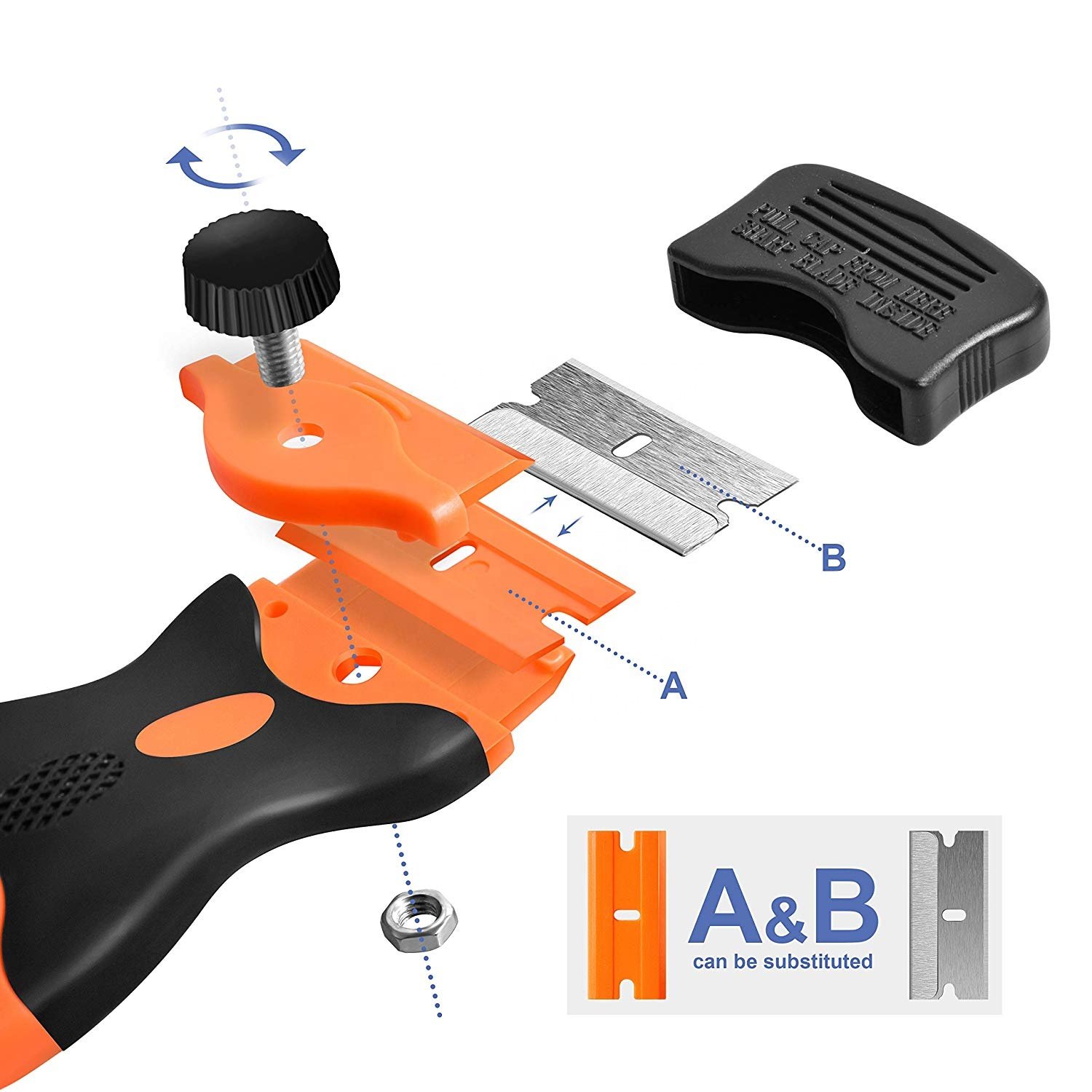 Double Head Design Razor Blade Remover Scraper Tool Glass Window Cleaning Plastic Scraper