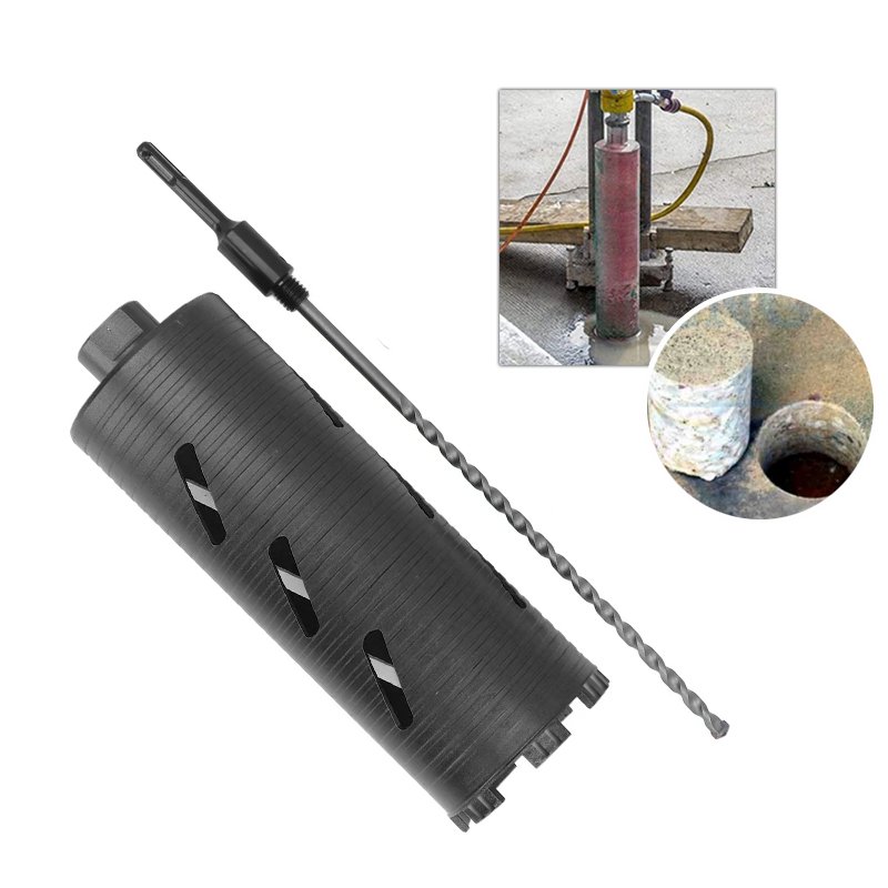 Dry Core Drill Bit Depth Diamond Coring Bore Tool with a Pilot Bit Masonry Hole Saw Bits for Hard Concrete Brick and Block