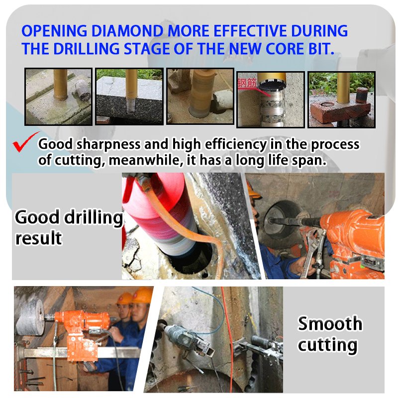 Dry Core Drill Bit Depth Diamond Coring Bore Tool with a Pilot Bit Masonry Hole Saw Bits for Hard Concrete Brick and Block